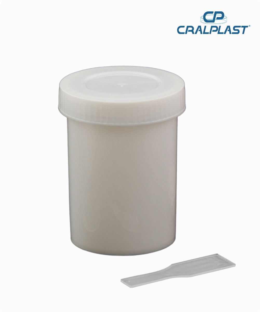 Coletor de urina 50mL com pá  opaco tampa branca